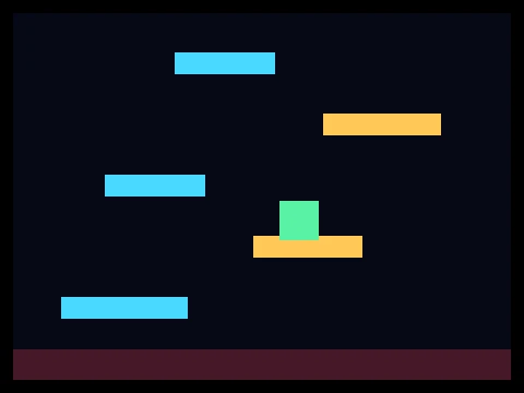 Arcade Tower retro arcade game showing a vertical stack of platforms above a rising hazard floor